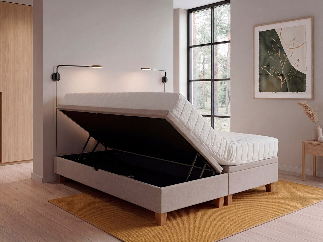 Nordic Design Lumi opbevaringsseng med Dunlopillo madrasser