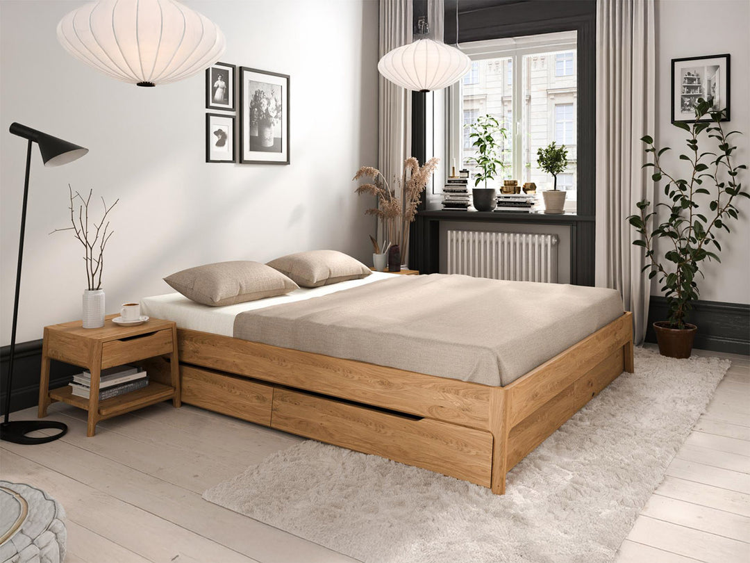 Nordic Design light Eg sengeramme inkl. skuffer 140x200 cm