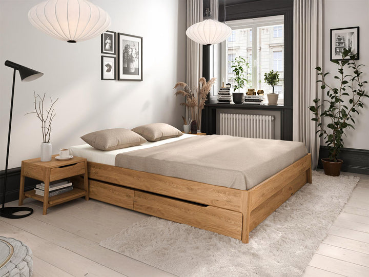 Nordic Design light Eg sengeramme inkl. skuffer 140x200 cm